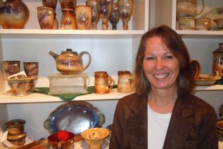 Potter Anne Chambers and some of her functional work at her home/ studio in Brooke Valley